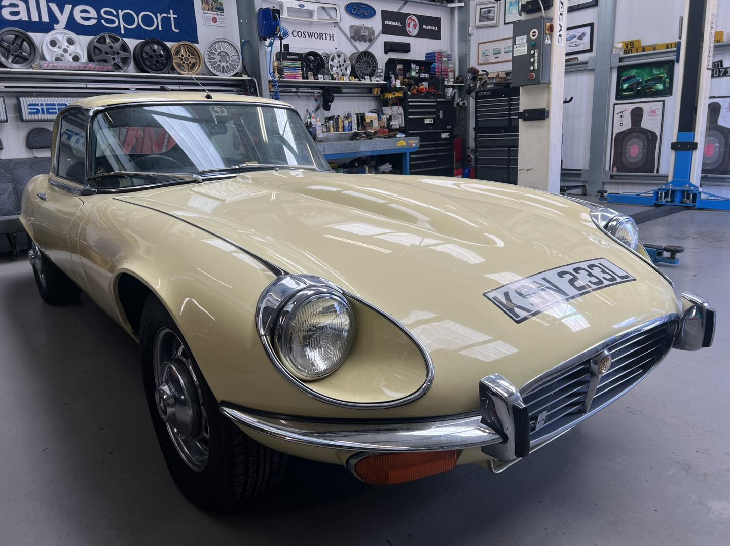 Jaguar E-Type in the workshop